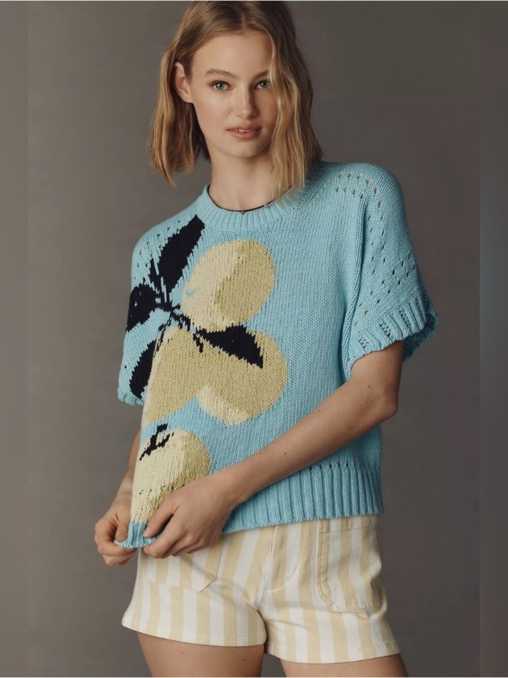 NWT Size XL - Maeve Cotton/Linen Veggie Motif Graphic Sweater (NWT US$ 128)